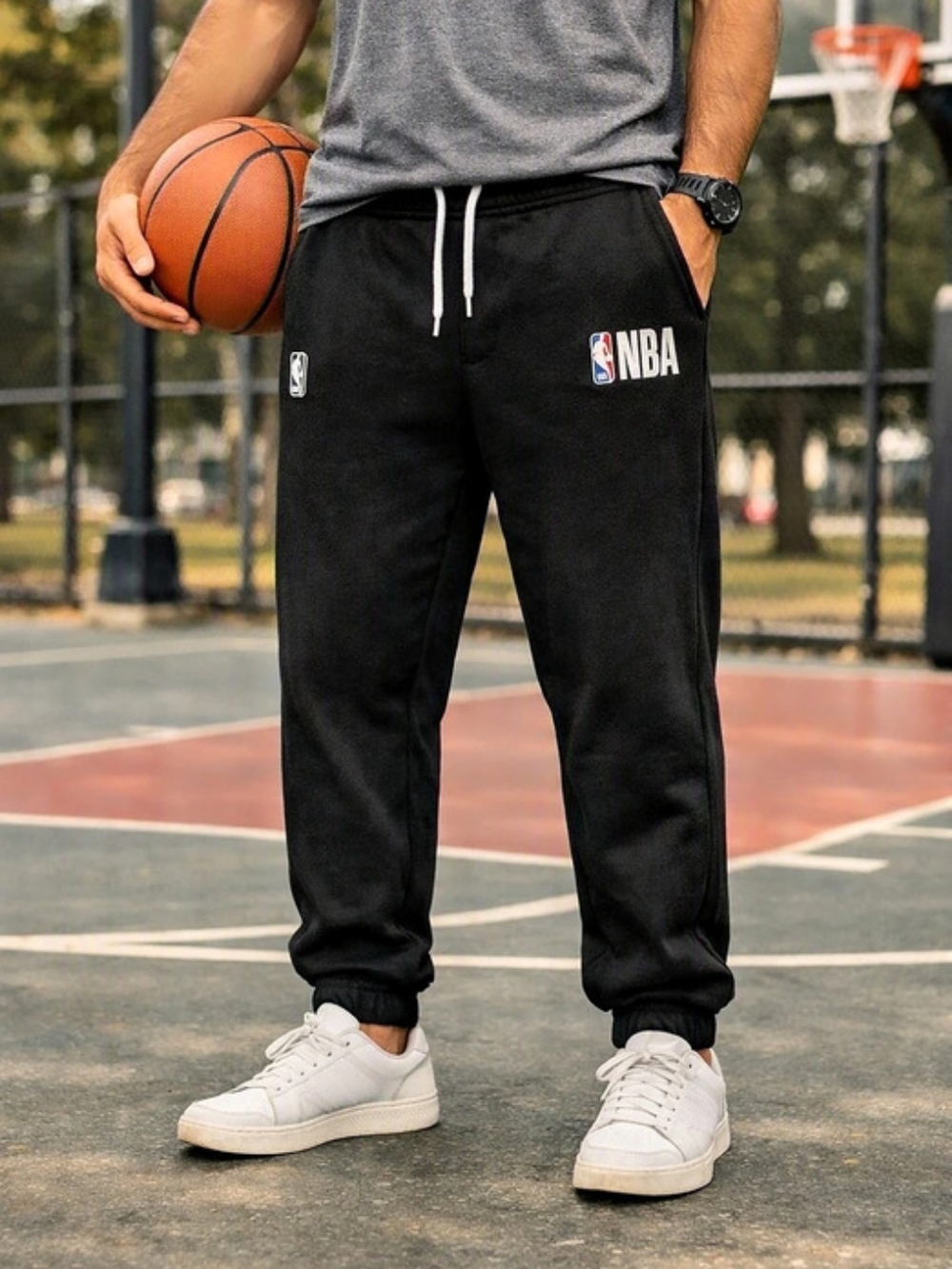 NBA Official Fleece Jogger Sweatpants Black Large